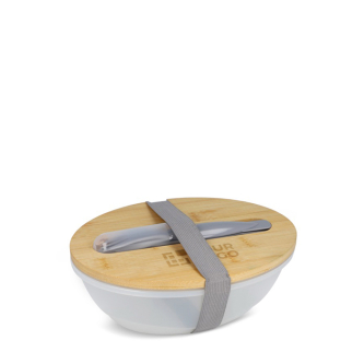 Boîte à lunch couvercle bambou et set de couverts fermeture élastique