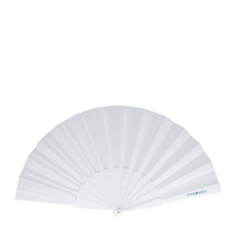 Eventail en polyester coloré avec manche en plastique personnalisable