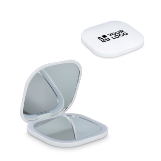 Miroir compact avec lumière rechargeable et double grossissement