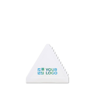 Grattoir à glace en plastique de forme triangulaire avec zone d'impression