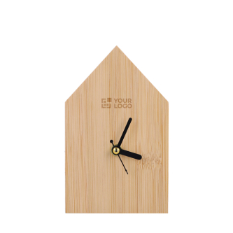 Horloge de table en bambou en forme de maison à personnaliser