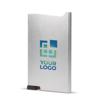 Porte-cartes en aluminium avec bouton et rangement pour 6 cartes avec zone d'impression