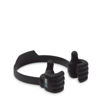 Support pour téléphone portable en forme de deux mains le tenant avec zone d'impression