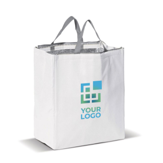 Sac isotherme avec intérieur en aluminium et fermeture zippée avec zone d'impression