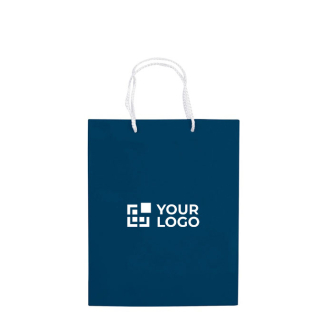 Sac moyen en papier laminé coloré avec anse en corde avec zone d'impression