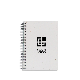 Cahier papier recyclé avec couverture à graines et pages quadrillées avec zone d'impression