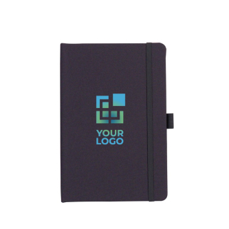 Carnet en RPET rigide avec porte-stylo et pages quadrillées A5 avec zone d'impression