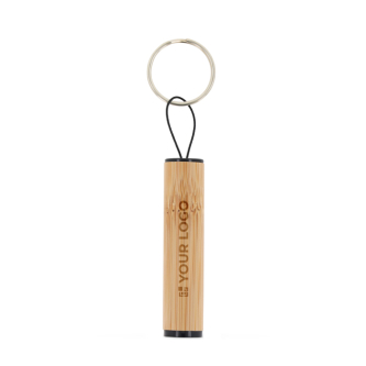 Porte-clés avec mini-lampe torche et corps en bambou pour entreprise