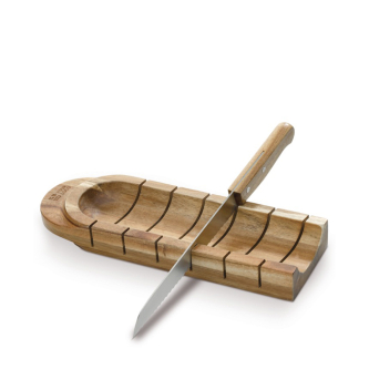 Planche pratique en bois d'acacia spéciale pour couper le pain avec zone d'impression