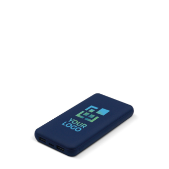 Batterie externe en caoutchouc avec port USB-A et port type C 8000 mAh avec zone d'impression