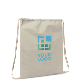 Sac à dos en coton avec cordons et certification OEKO-TEX 140 g/m2 avec zone d'impression