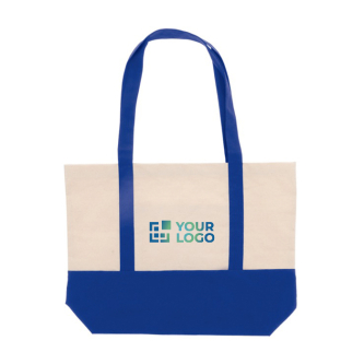 Sac en coton avec détail de couleur à la base et poignées 280 g/m2 avec zone d'impression