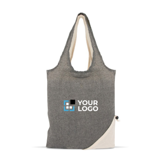 Sac pliable bicolore en coton recyclé OEKO-TEX 140 g/m2 avec zone d'impression