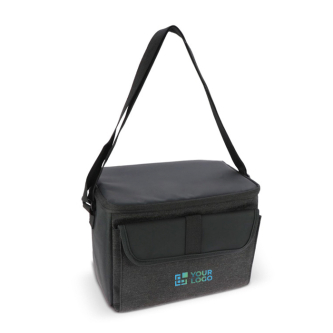 Sac glacière noire en RPET avec bandoulière 8L avec zone d'impression