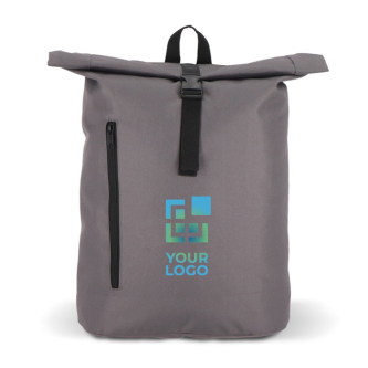 Sac à dos rolltop en RPET avec petite fermeture éclair frontale 20L