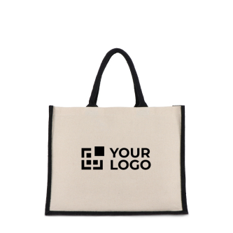 Sac en coton avec côtés et fond en jute coloré 320 g/m²