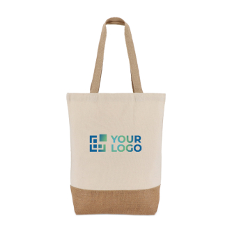 Sac en coton avec soufflet inférieur et anses en jute 320 g/m²