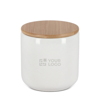 Pot en céramique 550 ml avec couvercle en bambou pour aliments