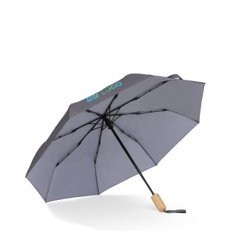 Parapluie pliable en RPET avec poignée en bois Ø94 avec zone d'impression