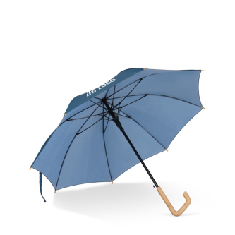 Parapluie en RPET avec poignée en bois et design particulier Ø103 avec zone d'impression