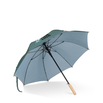 Parapluie en RPET résistant aux tempêtes avec embouts en bois Ø103 avec zone d'impression