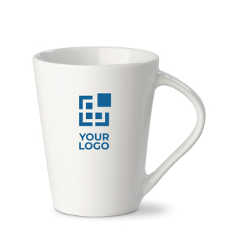 Tasse en porcelaine blanche avec poignée triangulaire de 270ml avec zone d'impression