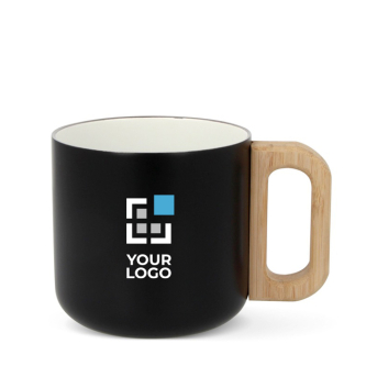 Tasse en céramique à double paroi avec anse effet bambou 330ml avec zone d'impression