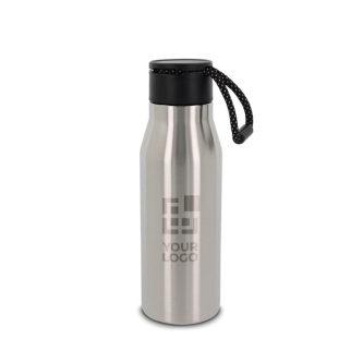 Gourde en acier inoxydable aux couleurs mates avec corde 600ml avec zone d'impression