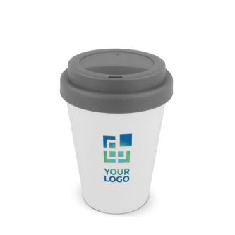 Gobelet à emporter en plastique recyclé avec couvercle coloré 250ml avec zone d'impression