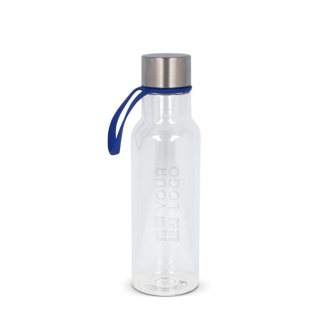 Gourde en RPET transparente avec anse de transport caoutchouc 600ml avec zone d'impression