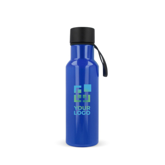 Gourde en RPET colorée avec anse de transport en caoutchouc 600ml avec zone d'impression