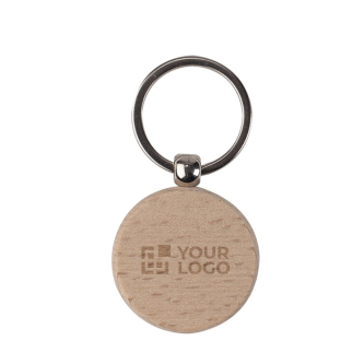 Porte-clés circulaire en bois à personnaliser Ø40mm avec zone d'impression