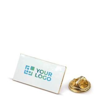 Pin rectangulaire en métal doré à personnaliser 26x14mm avec zone d'impression