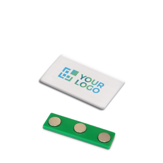 Étiquette rectangulaire avec aimant au dos pour fixation 50x30mm avec zone d'impression