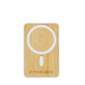 Powerbank magnétique en bambou avec charge sans fil 5 000 mAh