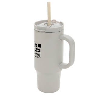 Gobelet isotherme en inox recyclé avec paille et anse 480 ml