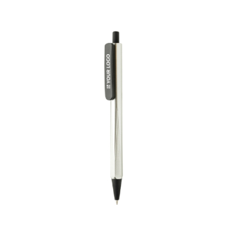 Stylo à bille triangulaire en plastique recyclé à clic, encre bleue