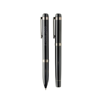 Set d’écriture stylo bille et roller en métal Swiss Peak, encre bleue