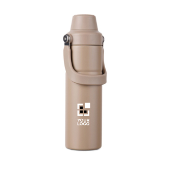 Gourde isotherme en acier recyclé avec anse et double ouverture 600 ml