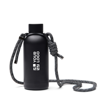 Gourde isotherme en acier inoxydable recyclé avec cordon 400 ml