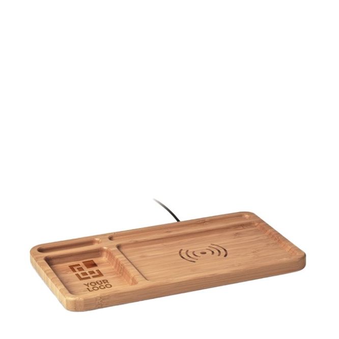 Base en bois avec chargement sans fil couleur bois
