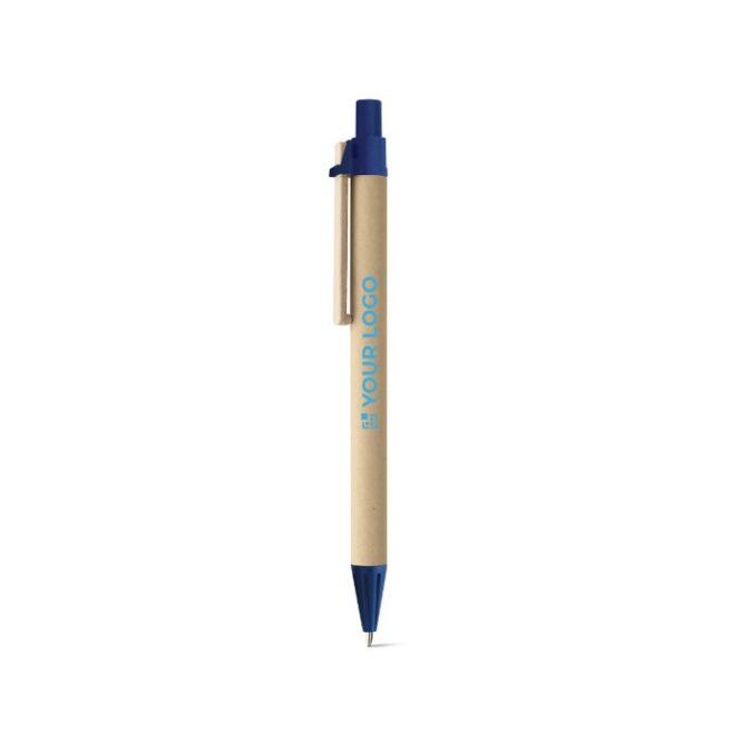 Stylo en papier avec clip en bois avec zone d'impression