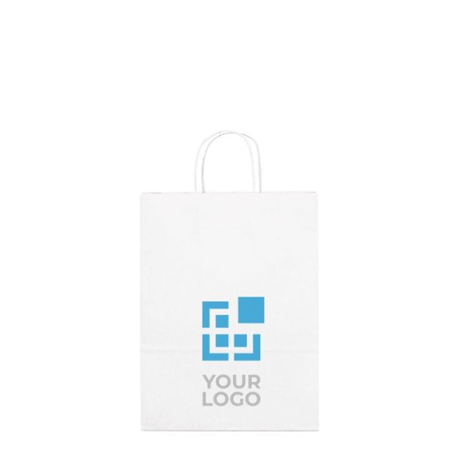 Petit sac publicitaire en carton blanc vue avec zone d'impression