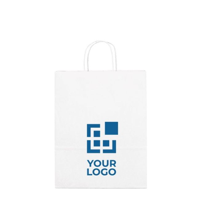 Sacs en papier personnalisés blanc vue avec zone d'impression