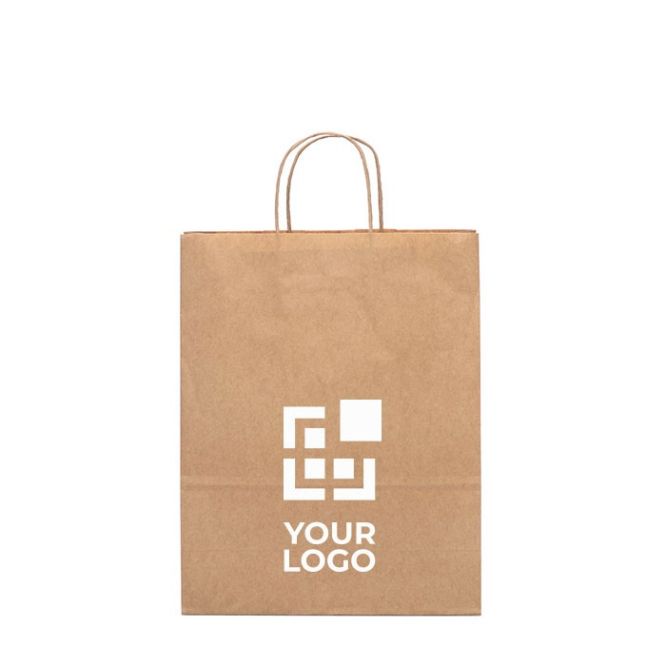 Sac en papier publicitaire pour magasins vue avec zone d'impression