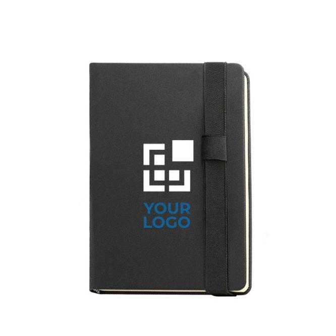 Carnet personnalisable avec élastique pour le stylo couleur noir