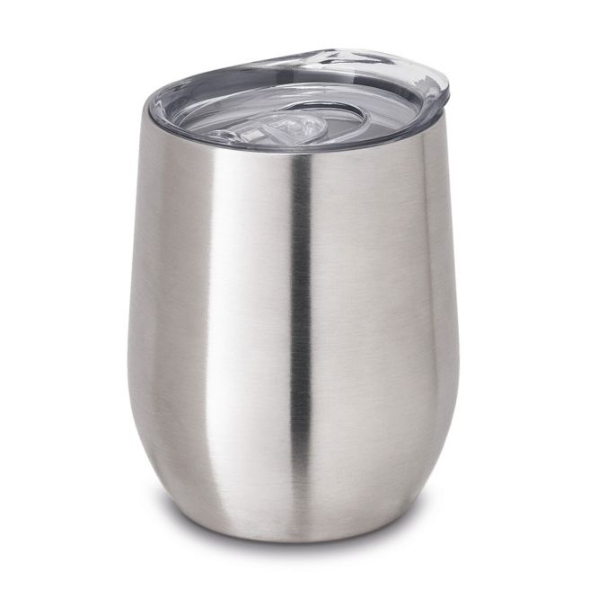 Verre en acier inoxydable avec couvercle 400 ml couleur argenté mat