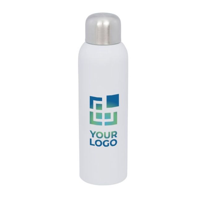Bouteille en acier inoxydable brillante avec zone d'impression