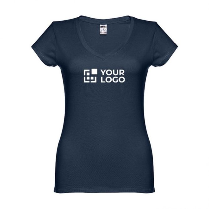 T-shirt floqué avec col V pour femme 150 g/m2 avec zone d'impression