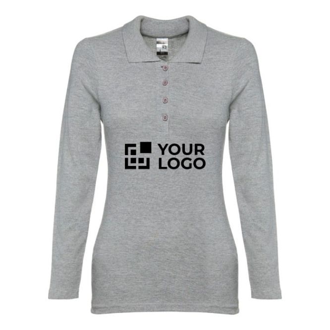 Polo imprimé avec manches longues 210 g/m2 avec zone d'impression